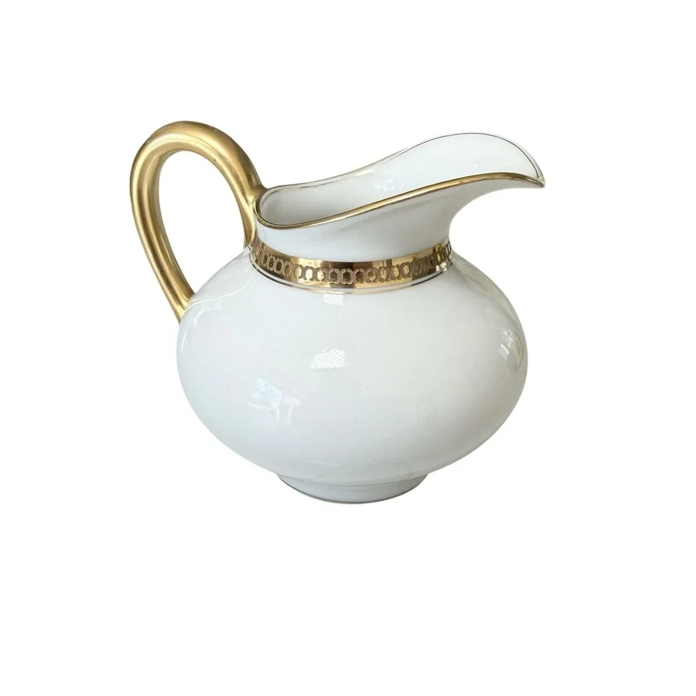 Haviland Limoges Marquis Sugar Bowl w Lid & Creamer Gold Trim - 2 Piece Set